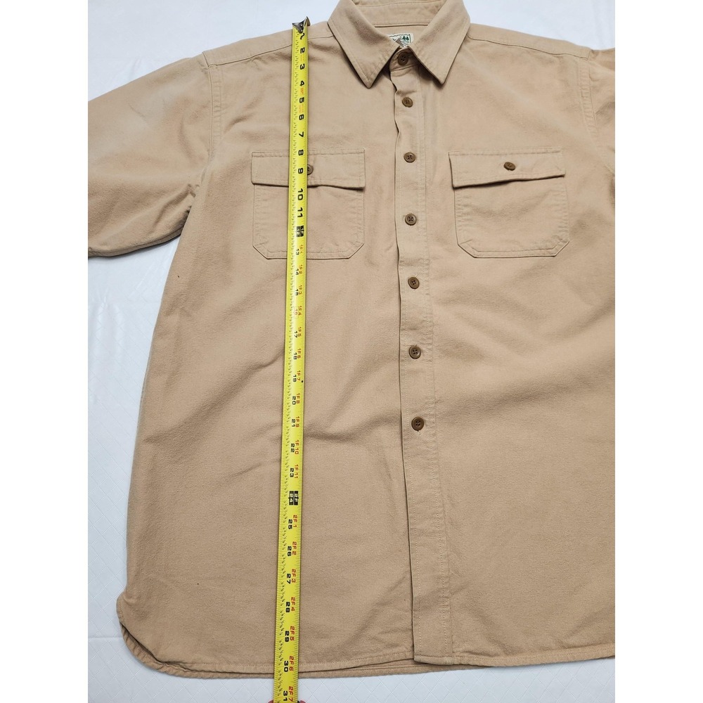 L.L.Bean Shirt Mens Large Tan Button Up Long Sleeve Cotton Two Pockets Workwear - Picture 9 of 13